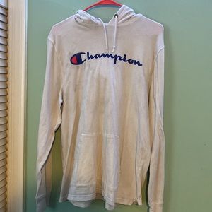 WHITE CHAMPION SHIRT HOODIE